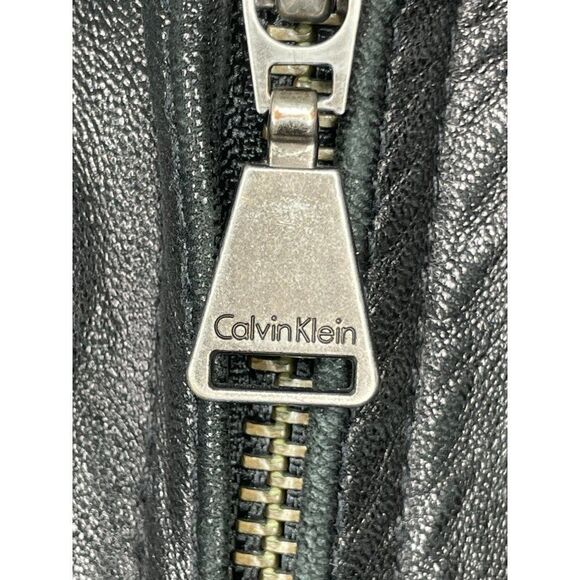 Vintage Calvin Klein Men's Leather Jacket Black Size XL - Picture 4 of 12